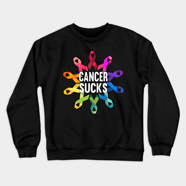 Cancer Sucks Survivor Support Awareness Crewneck Sweatshirt by Swagazon